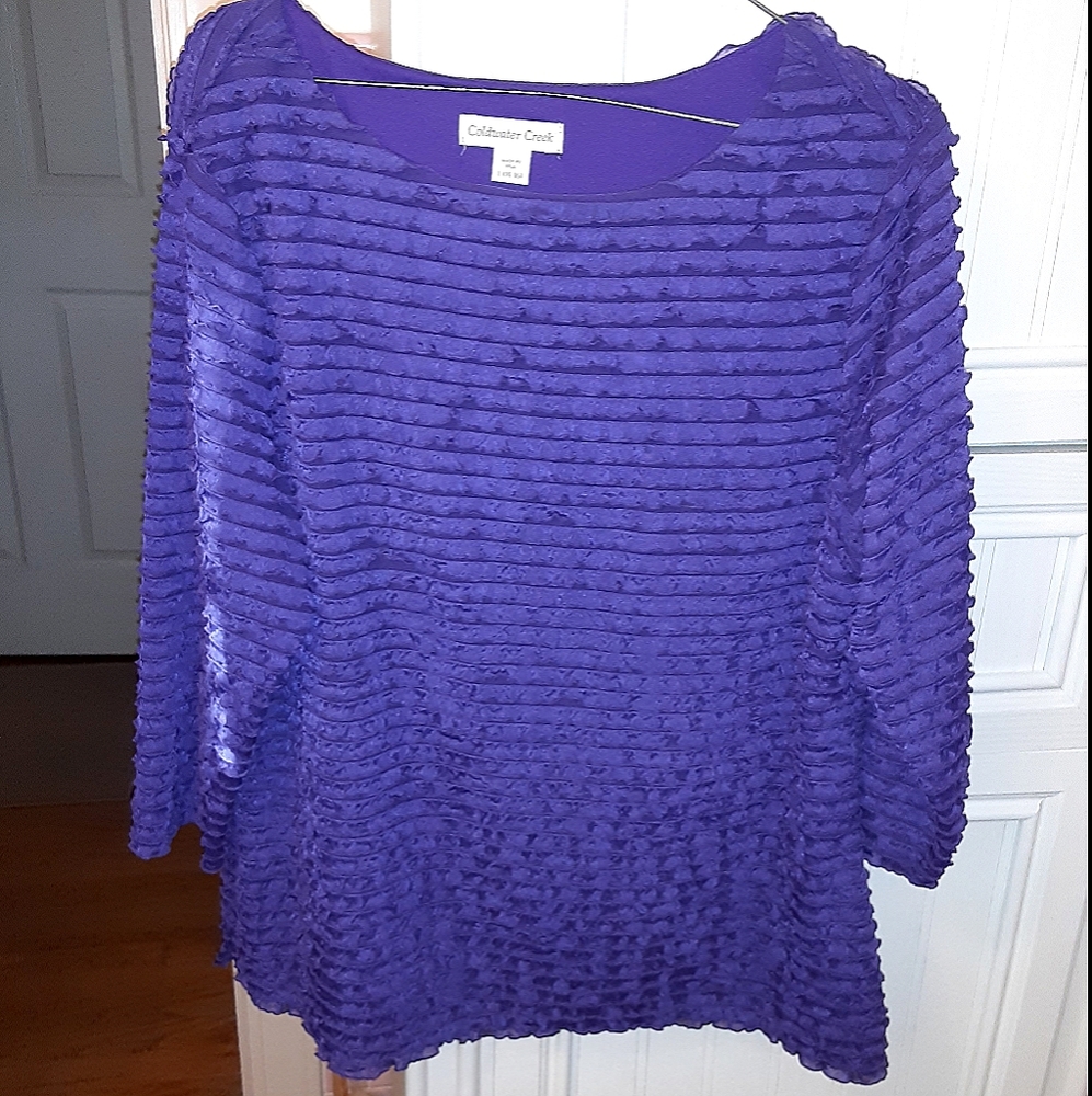 Coldwater Creek purple long sleeve ruffled top